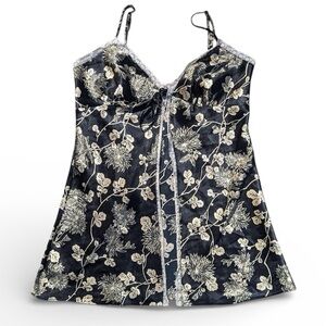 Victoria Secret Vintage Y2K‎ Babydoll Floral Cami Tie Front Size L Lingerie
